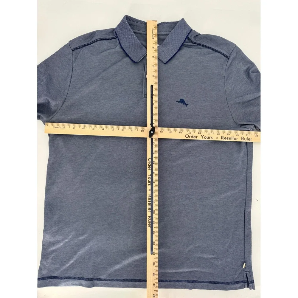 Tommy Bahama Mens Large L Blue Polo Shirt‎ Short Sleeve Embroidered Logo - Picture 4 of 4